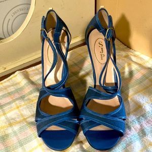 SJP blue strappy wedge heel size 39